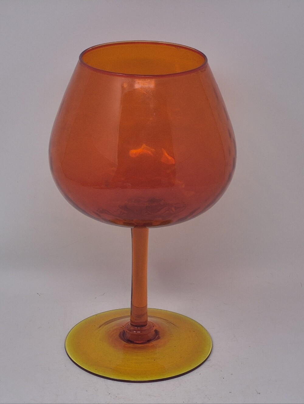 Empoli? Orange Glass Footed Brandy Snifter Style Vase